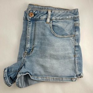 American Eagle Denim Shorts: High-Rise Shortie, Super Super Stretch